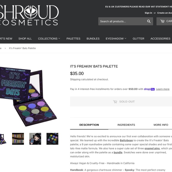 Shroud Cosmetics custom matte eyeshadow palette - Picture 3 of 4